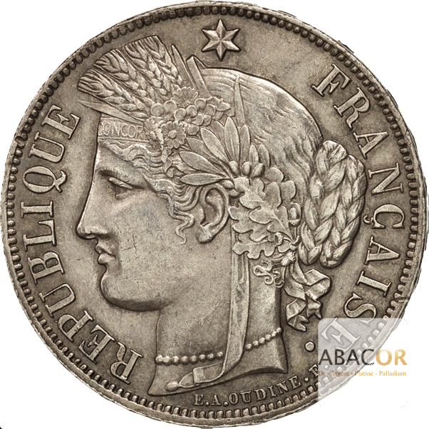 5 Francs Argent Cérès Avec Légende 1870
