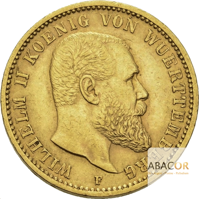 20 Mark Or Wilhelm II Roi de Wurtemberg
