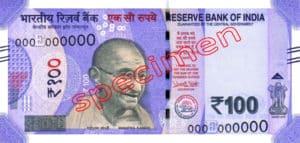  100 Roupies Indiennes 2018