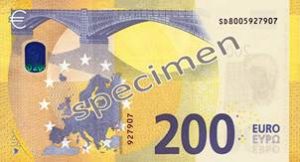 Billet 200 Euros Série Europe 2019