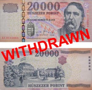 20000 Forints Hongrois 2001