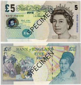 5 Livres Sterling Serie E 2002