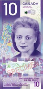 Billet 10 Dollars Canada CAD 2018 recto