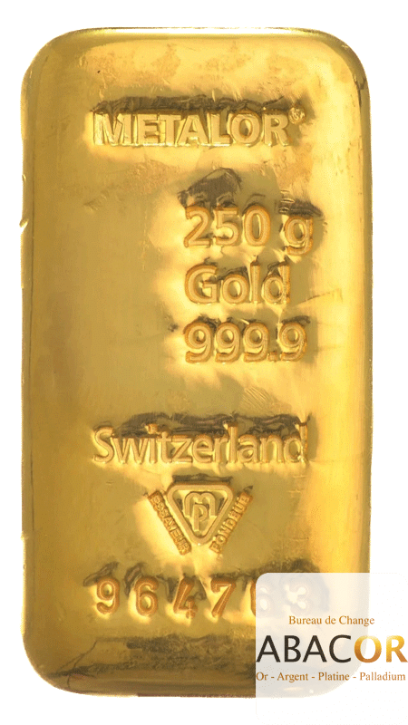 Lingot Or Metalor 250 Grammes