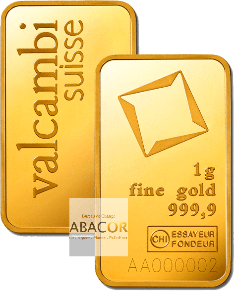 lingot or valcambi 1 gramme frappé