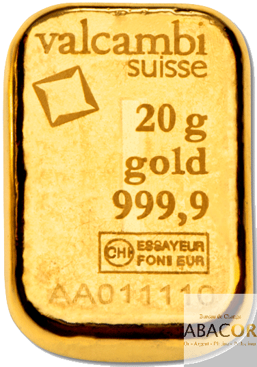 lingot or valcambi 20 grammes