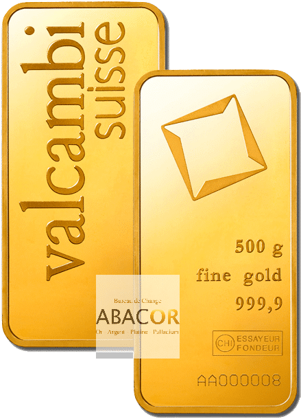 lingot or valcambi 500 grammes frappé