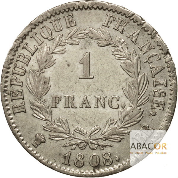 1 Franc Argent Napoléon Ier Tête Laurée Revers République