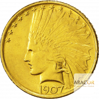 10 Dollars Or Tête d'Indien 1907 à 1908
