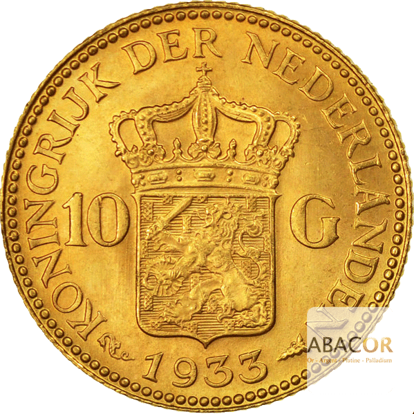 10 Florins Or Wilhelmina Agée