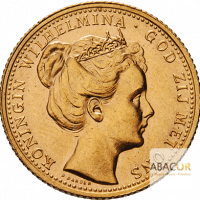 10 Florins Or Wilhelmine Jeune Diadème