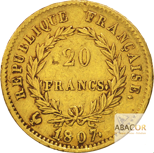 20 Francs Or Napoléon Ier Tête Nue 1806 - 1807