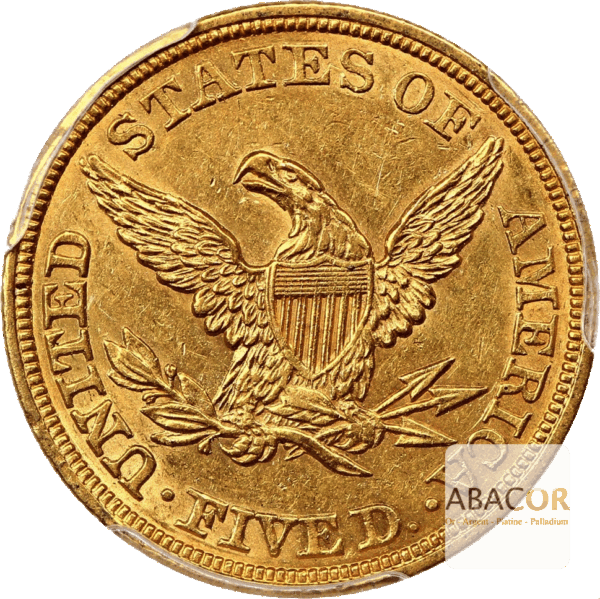 5 Dollars Or Liberty Sans Devise 1839 à 1866