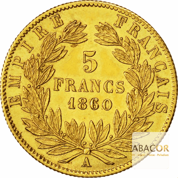 5 Francs Or Napoléon III Tête Nue
